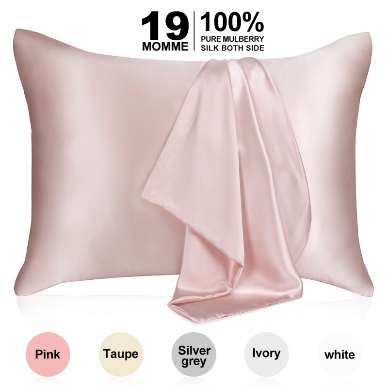 Silk lụa tinh khiết - 22 Momme 6A Sợi cao cấp - Vỏ gối lụa cho tóc & da - Thường xuyên, Queen & King với khóa kéo ẩn giấu